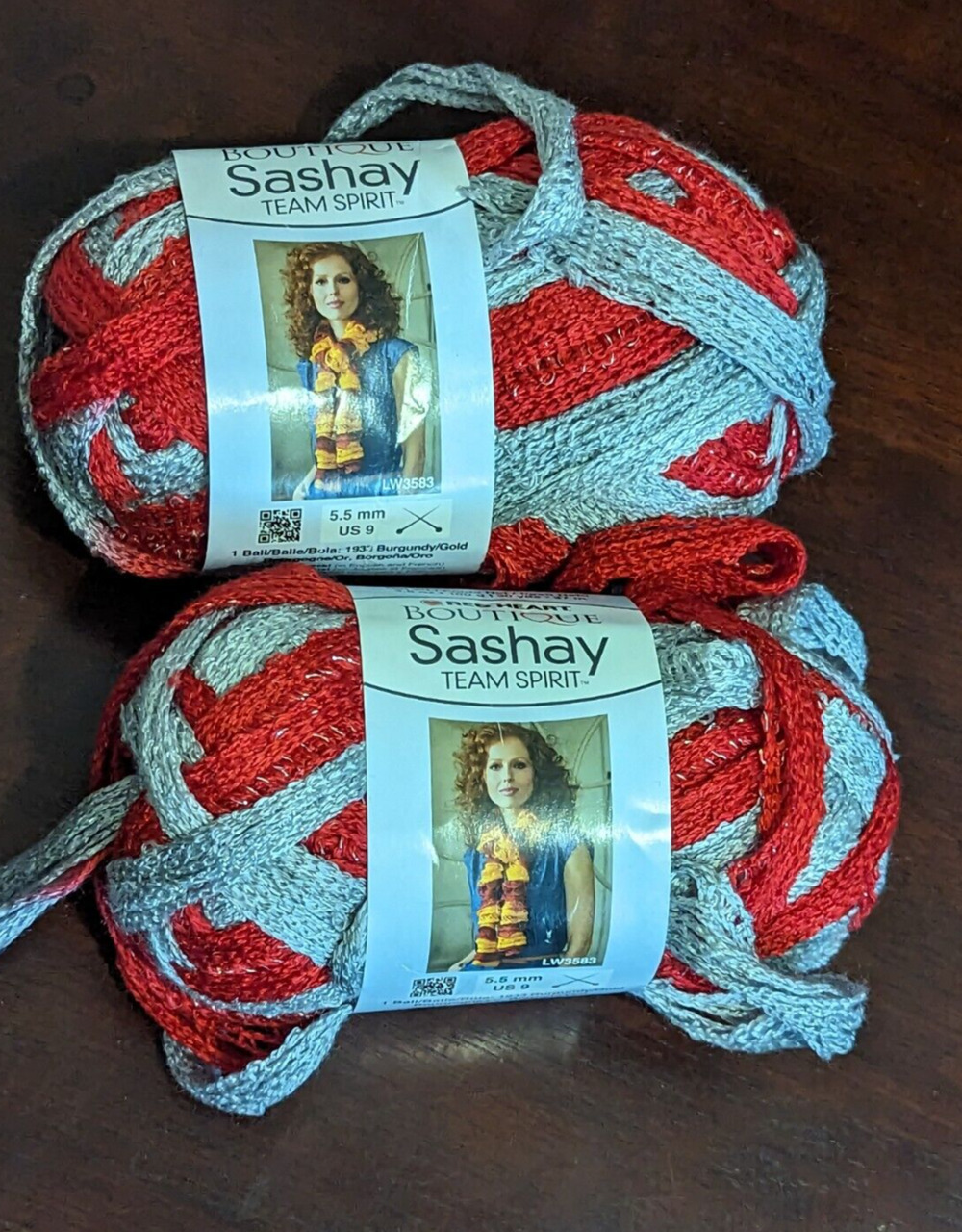 Red Heart Boutique Sashay Team Spirit Red & Grey Yarn Set of 2